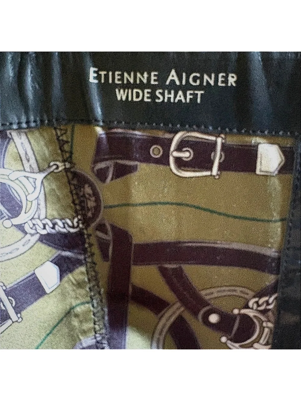 Etienne Aigner Black Leather Knee-High Wide Shaft Riding Boots Size 8 #fallboots